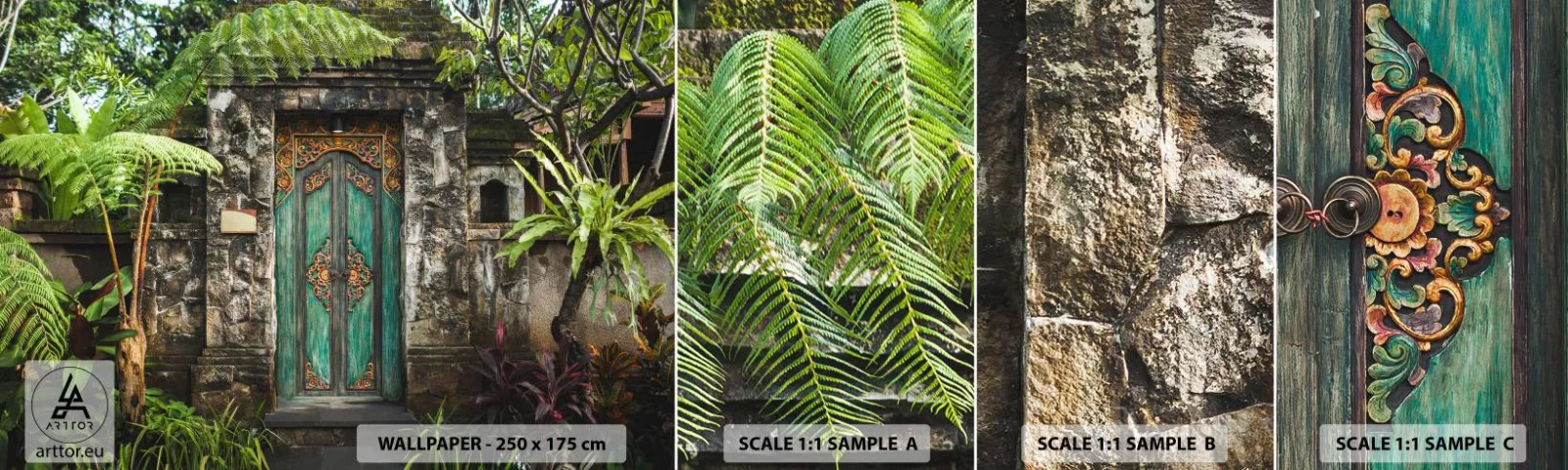 Fototapetenmuster Standard Eco - Eine Tür zu einer exotischen Welt - Tür mit Ornament, Die Architektur, Geheimnis - 100x30 cm