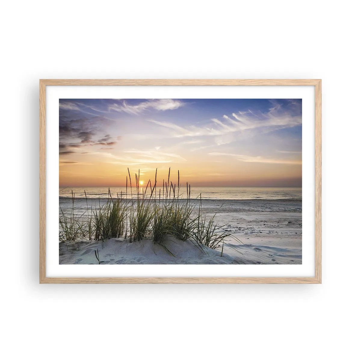 Poster in einem Rahmen aus heller Eiche - Schau, denk, fühl - 70x50 cm