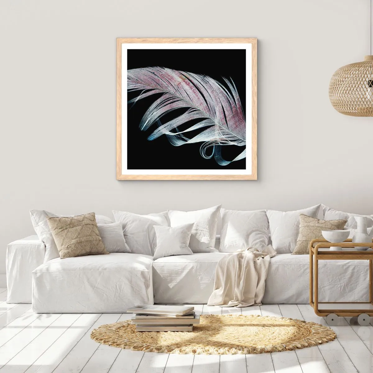 Poster in einem Rahmen aus heller Eiche - Denke an Berührung - 60x60 cm