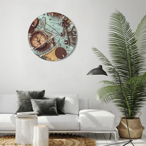 Wanduhr - Glasuhr - Für den Abenteurer - 40x40 cm