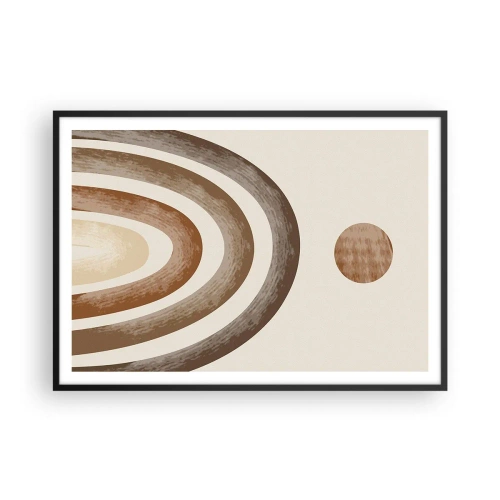 Poster in einem schwarzem Rahmen - Geometrisches Planetenmotiv in Brauntönen - 100x70cm - In einer weit entfernten Galaxie - Moderne Wanddekoration für Wohnzimmer und Schlafzimmer ARTTOR