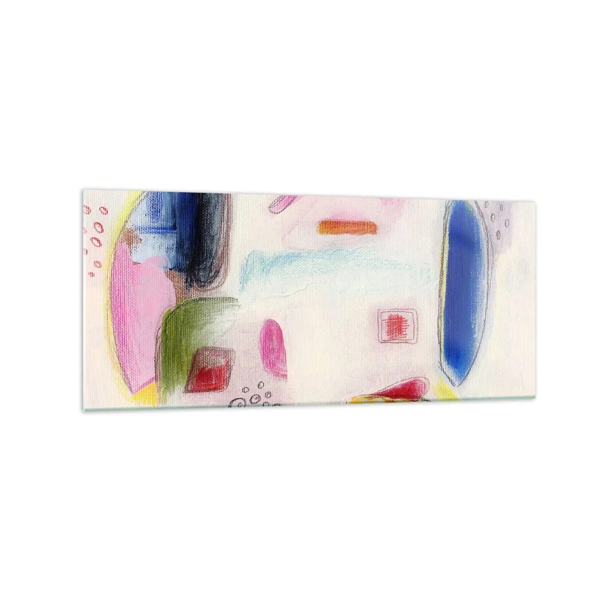 Glasbild - Bild auf glas - Bunte abstrakte Formen auf hellem Hintergrund - 120x50cm - Eher konvex als konkav oder flach - Moderne Wanddekoration für Wohnzimmer und Schlafzimmer ARTTOR