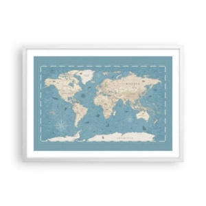 Poster in einem weißen Rahmen - Die Welt liegt zum Greifen nah - 70x50 cm