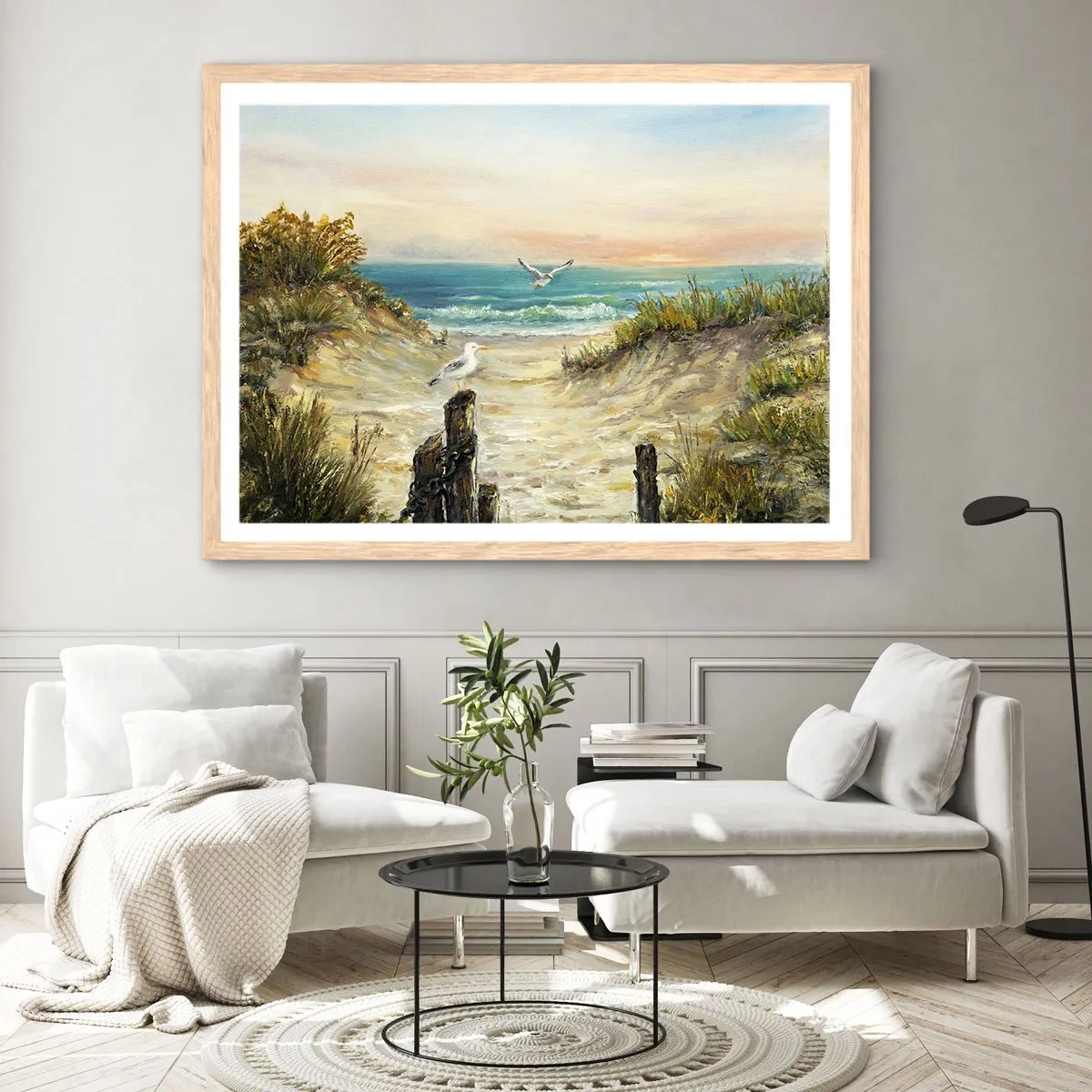 Poster in einem Rahmen aus heller Eiche - Windlose Abgeschiedenheit - 70x50 cm