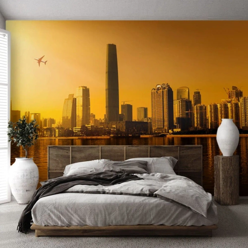 Selbstklebende Fototapete Deluxe Sticker - Die goldene Stadt - Landschaft, Stadt, Die Architektur - 200x140 cm