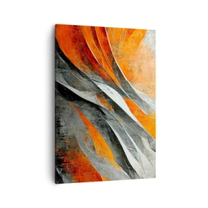 Bild auf Leinwand - Leinwandbild - Abstrakte Linien in Orange- und Grautönen - 50x70cm - Hitze und Kälte - Moderne Wanddekoration für Wohnzimmer und Schlafzimmer ARTTOR