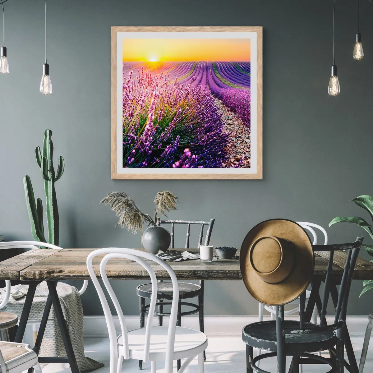 Poster in einem Rahmen aus heller Eiche - Duftende Kornfelder - 40x40 cm