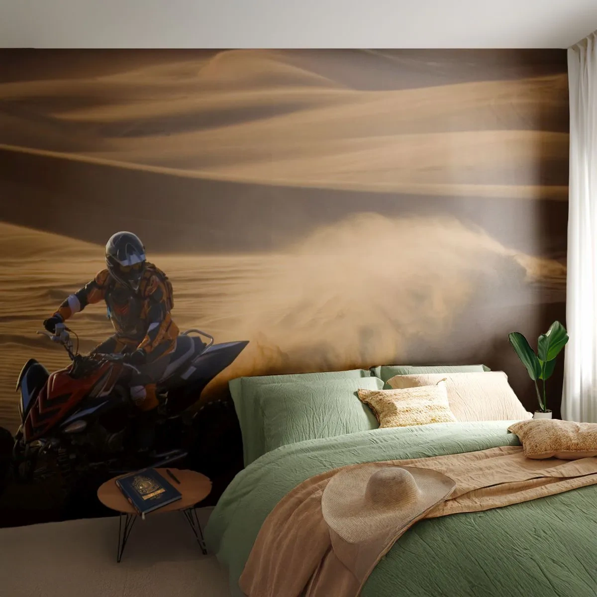 Fototapete Premium Sand - Auf den Sandwellen - Quad, Automobil, Wüste - 100x70 cm