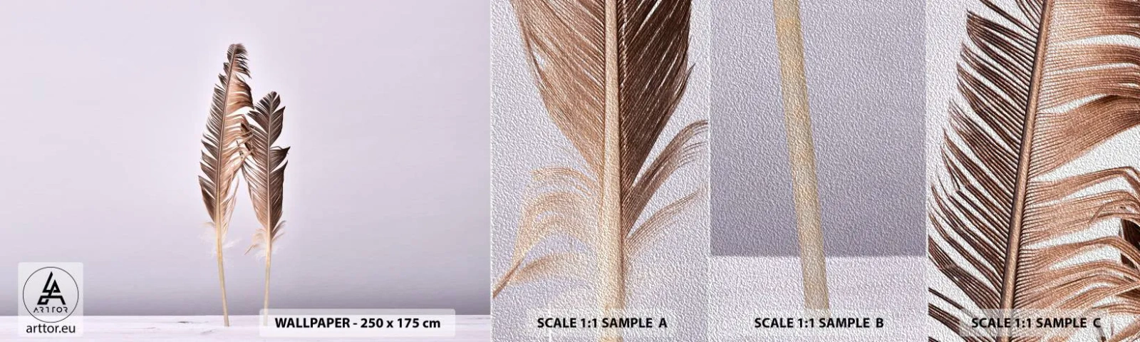 Fototapeten Muster Premium Sand - Gegen das Nichts - Vogelfeder, Stück, Grafik - 100x30 cm