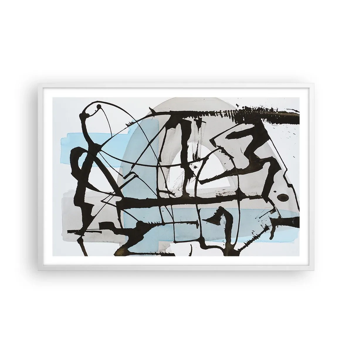 Poster in einem weißen Rahmen - Trotzdem blau - 91x61 cm