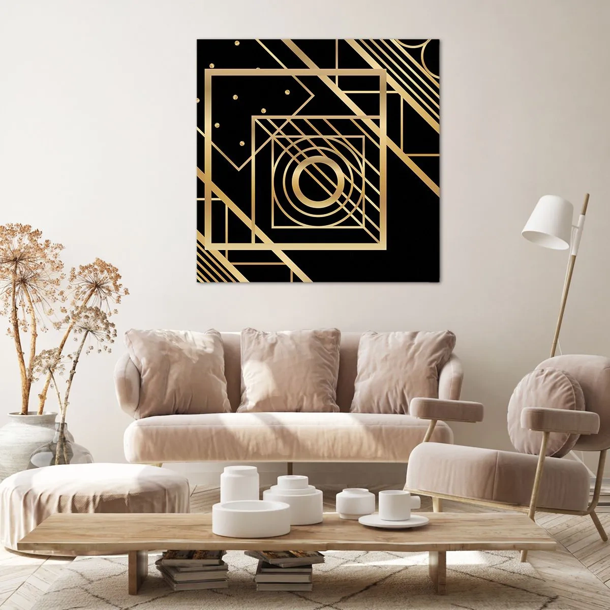 Bild auf Leinwand - Leinwandbild - Goldene Geometrie - 30x30 cm