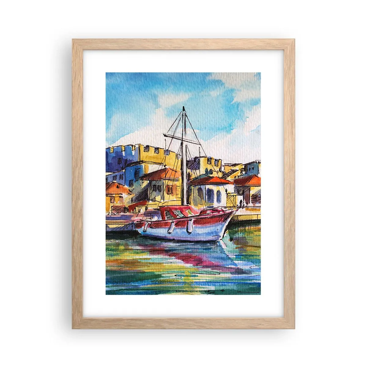 Poster in einem Rahmen aus heller Eiche - Regenbogennachmittag - 30x40 cm