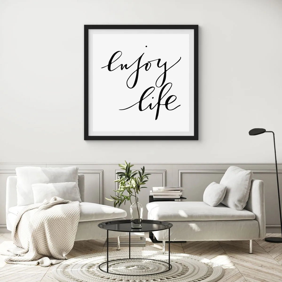 Poster in einem schwarzem Rahmen - Nichts hinzufügen… - 60x60 cm