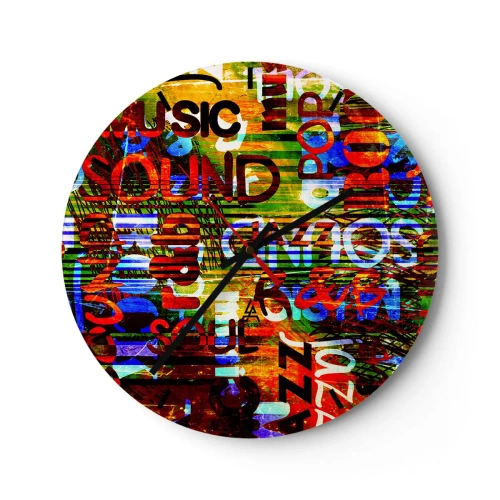 Wanduhr - Glasuhr - Alle Farben des Klangs - 40x40 cm