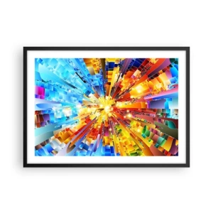 Poster in einem schwarzem Rahmen - Eine dynamische Explosion aus Farbe und Licht - 70x50cm - In Medienauflösung - Moderne Wanddekoration für Wohnzimmer und Schlafzimmer ARTTOR