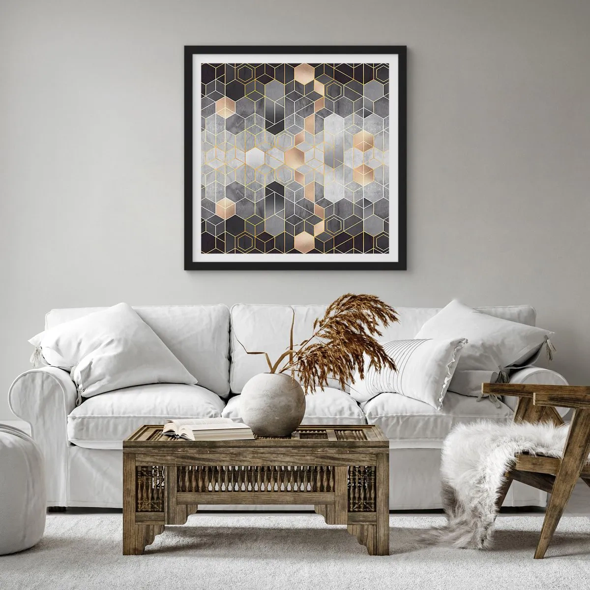 Poster in einem schwarzem Rahmen - Diamant-Komposition - 50x50 cm