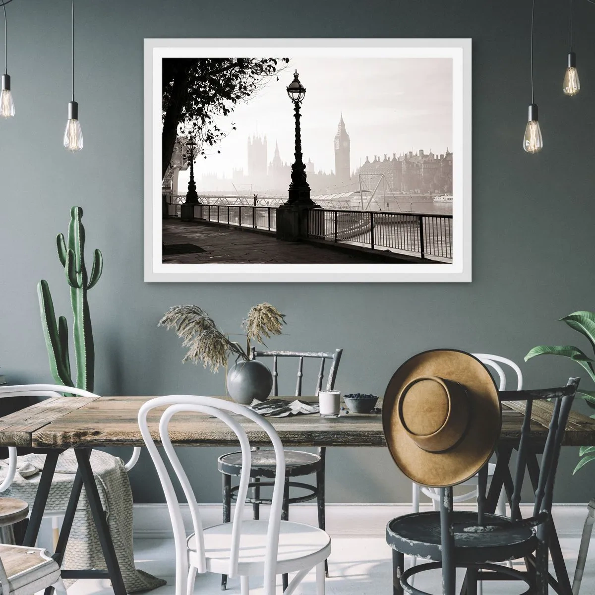 Poster in einem weißen Rahmen - Londoner Morgen - 50x40 cm