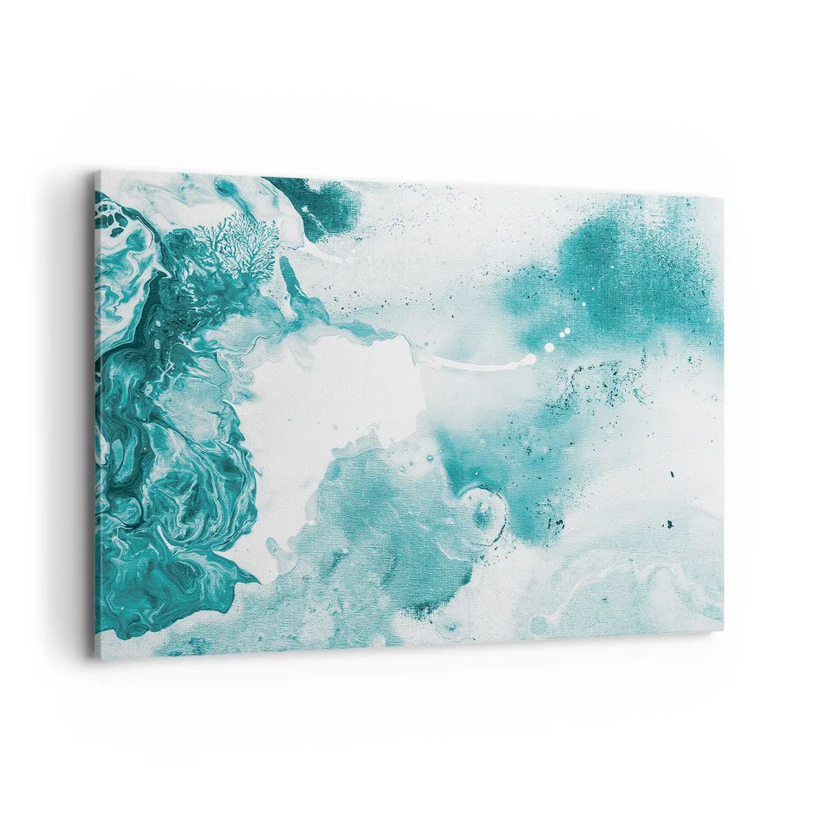 Bild auf Leinwand - Leinwandbild - Abstraktion in Blautönen mit zarten Akzenten in Weiß - 120x80cm - Morast von Blau - Moderne Wanddekoration für Wohnzimmer und Schlafzimmer ARTTOR