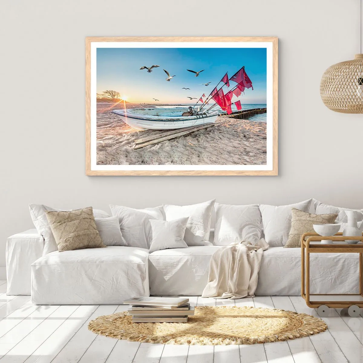 Poster in einem Rahmen aus heller Eiche - Wohlverdiente Ruhe - 50x40 cm