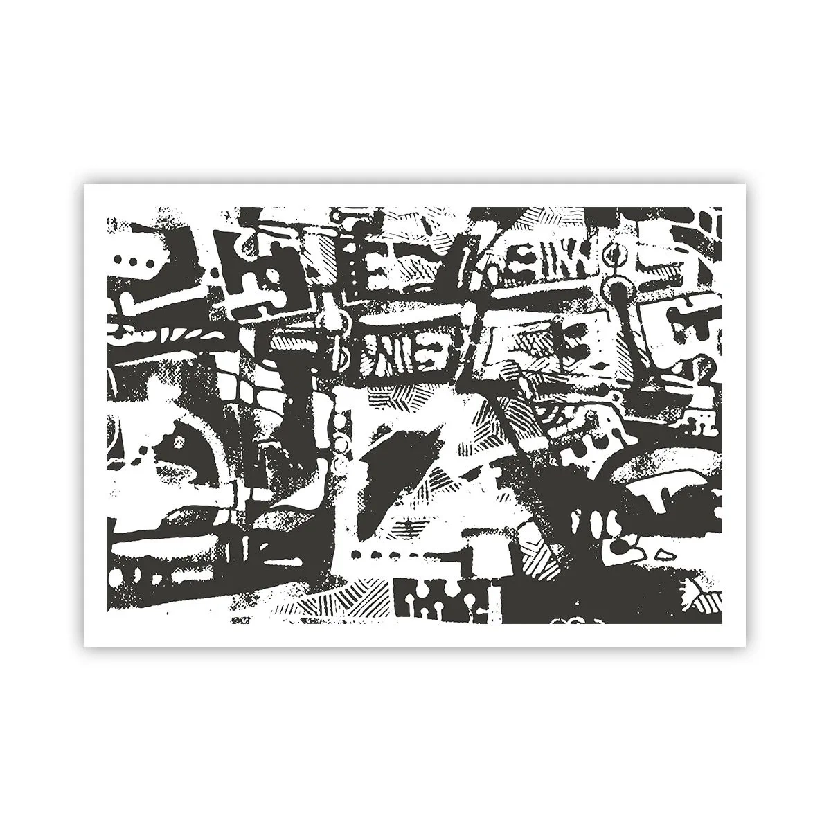 Poster - Abstraktes monochromes Retro-Muster - 100x70cm - Ordnung oder Chaos? - Moderne Wanddekoration für Wohnzimmer und Schlafzimmer ARTTOR