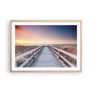 Poster in einem Rahmen aus heller Eiche - Baltische Abend-Aurora - 70x50 cm