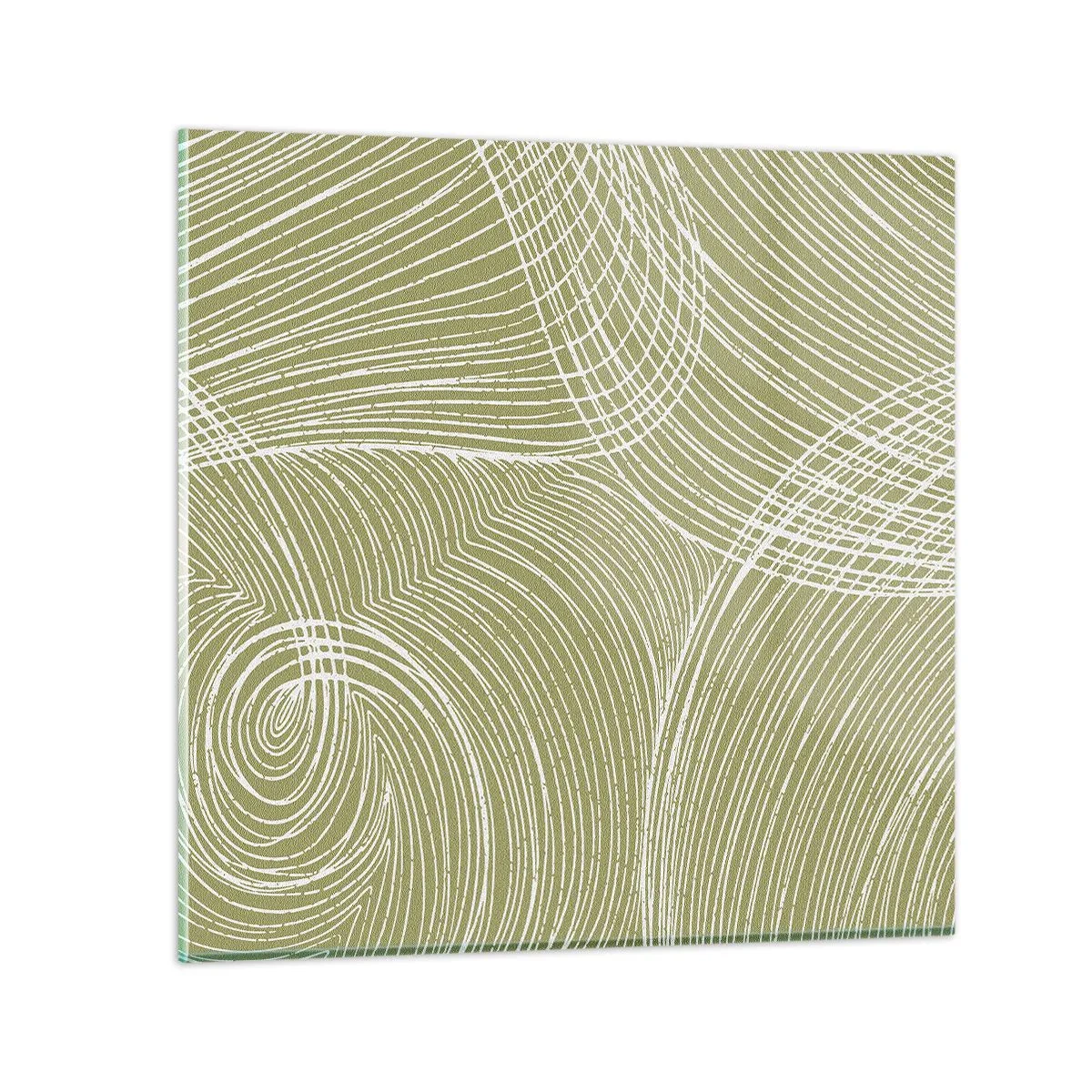 Glasbild - Bild auf glas - Komplizierte Abstraktion in Weiß - 50x50 cm