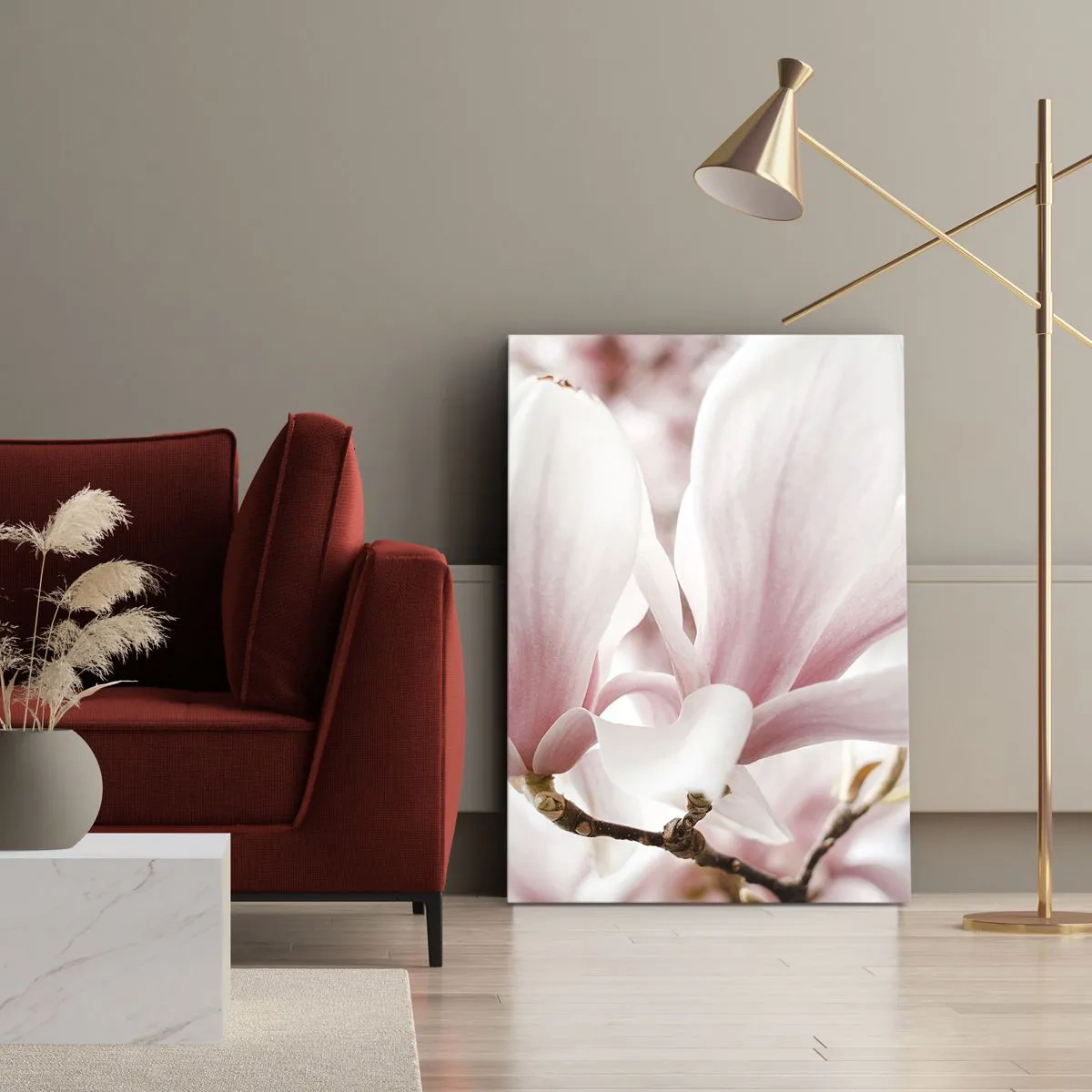 Bild auf Leinwand - Leinwandbild - Zarte Magnolienblüten in Pastelltönen - 50x70cm - Eine Fülle von Zärtlichkeit - Moderne Wanddekoration für Wohnzimmer und Schlafzimmer ARTTOR