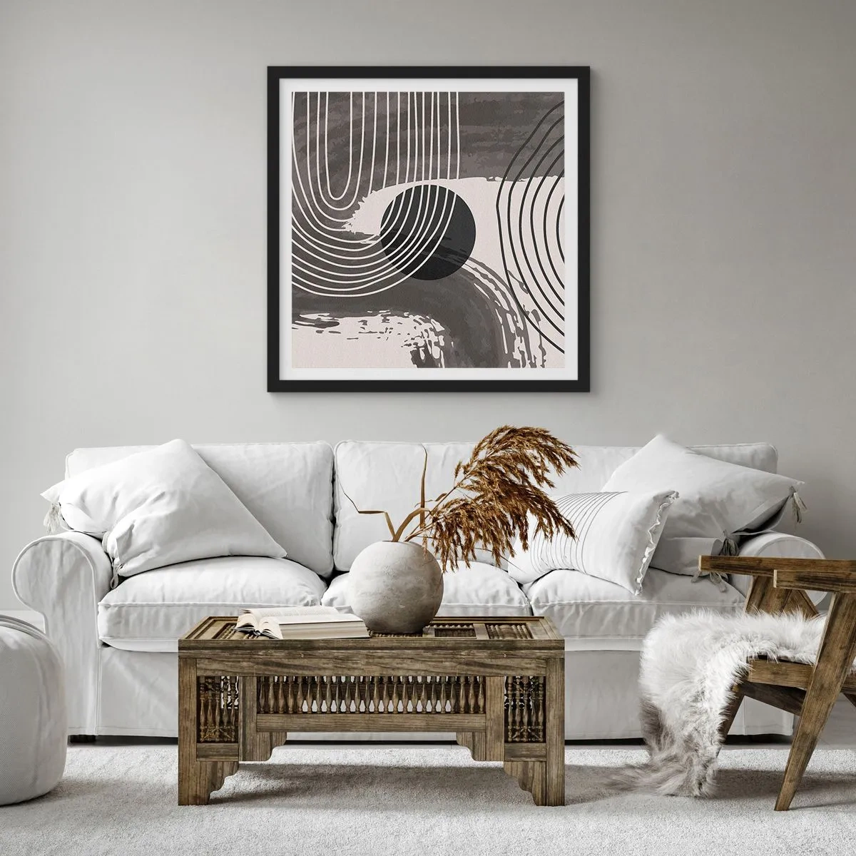 Poster in einem schwarzem Rahmen - Oval gewinnt - 60x60 cm