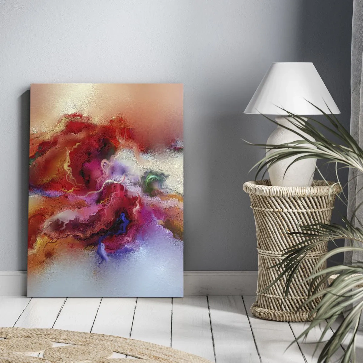 Bild auf Leinwand - Leinwandbild - Bunte Abstraktion mit dynamischer Komposition - 70x100cm - Wie man Träume fängt - rauchen - Moderne Wanddekoration für Wohnzimmer und Schlafzimmer ARTTOR