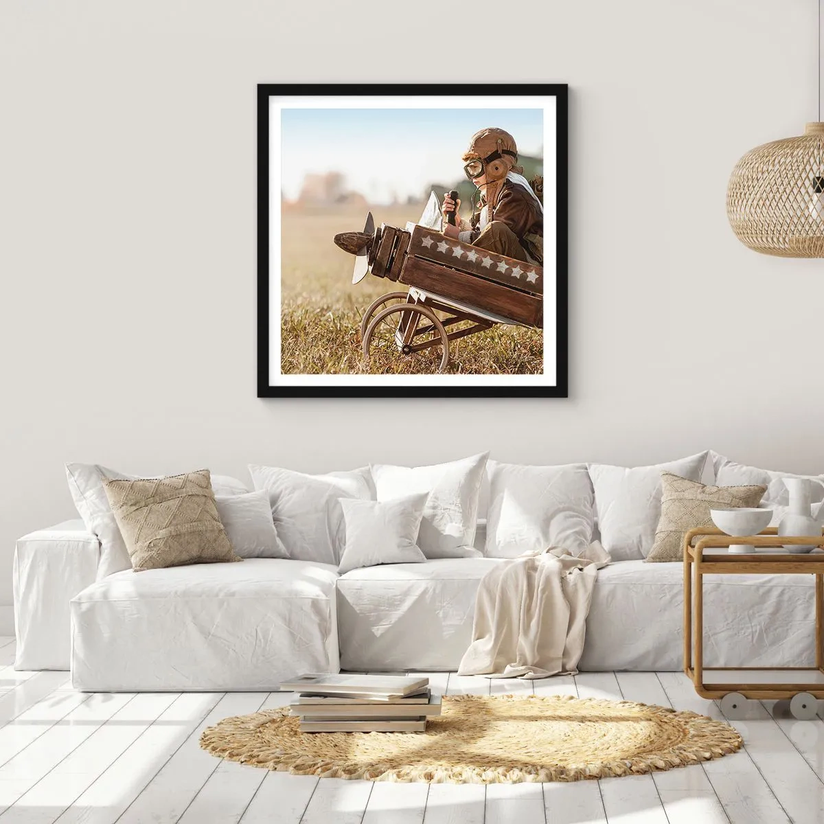 Poster in einem schwarzem Rahmen - Start in Richtung eines Traums - 30x30 cm