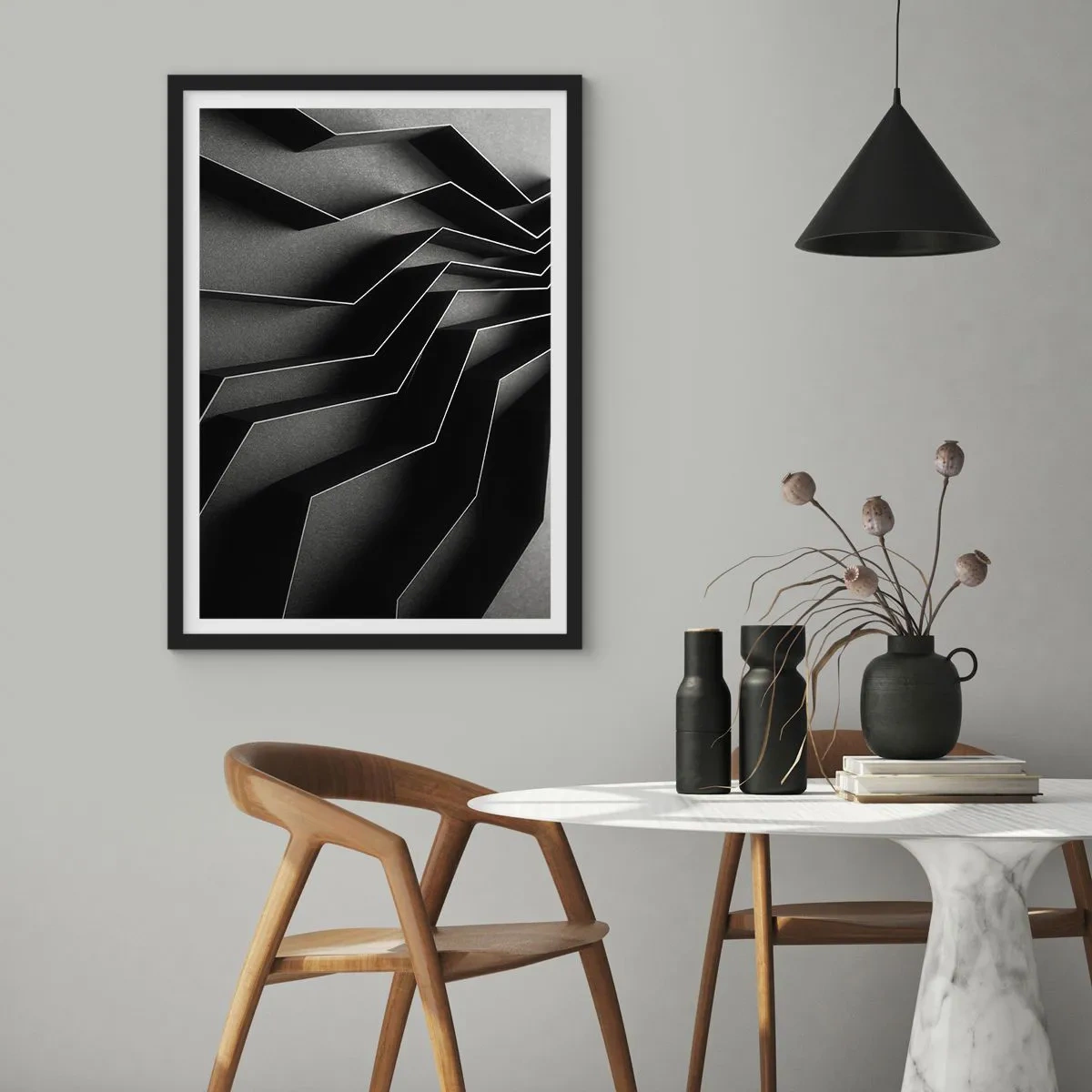 Poster in einem schwarzem Rahmen - Räumliche Ordnung - 61x91 cm