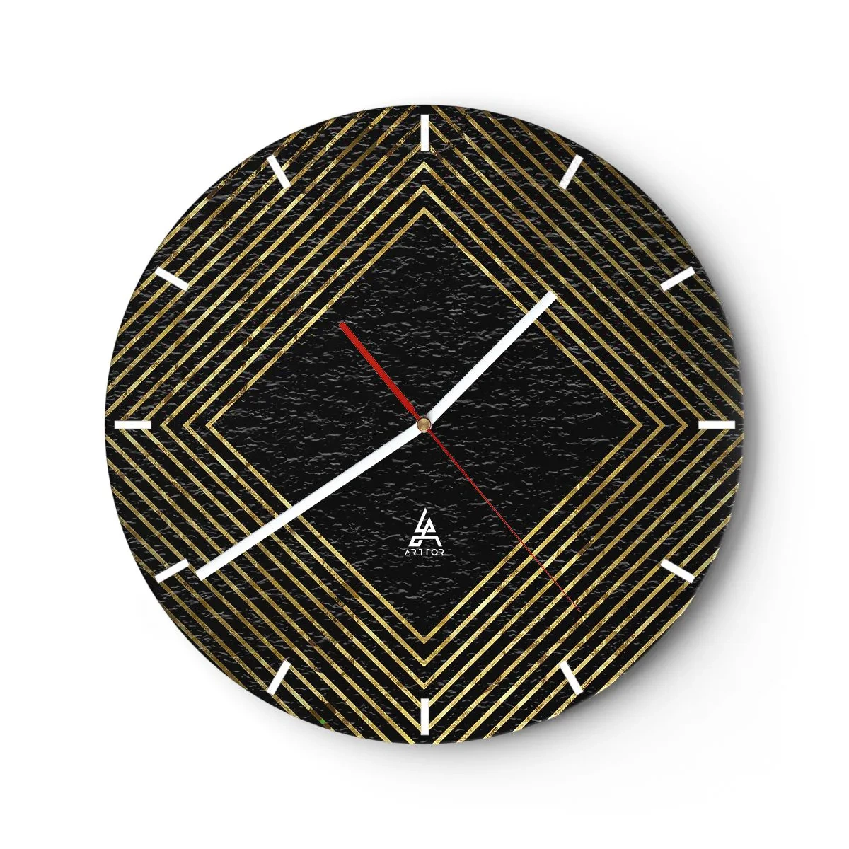 Wanduhr - Glasuhr - Geometrie im glamourösen Stil - 40x40 cm