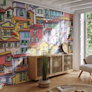 Fototapete Standard Eco - Lustige Stadt - Stadt, Mietshäuser, Häuser - 150x105 cm