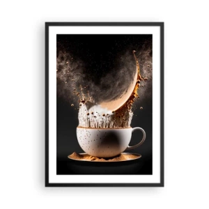 Poster in einem schwarzem Rahmen - Eine dynamische Kaffeeexplosion in einer Tasse - 50x70cm - Geschmacksexplosion - Moderne Wanddekoration für Wohnzimmer und Schlafzimmer ARTTOR