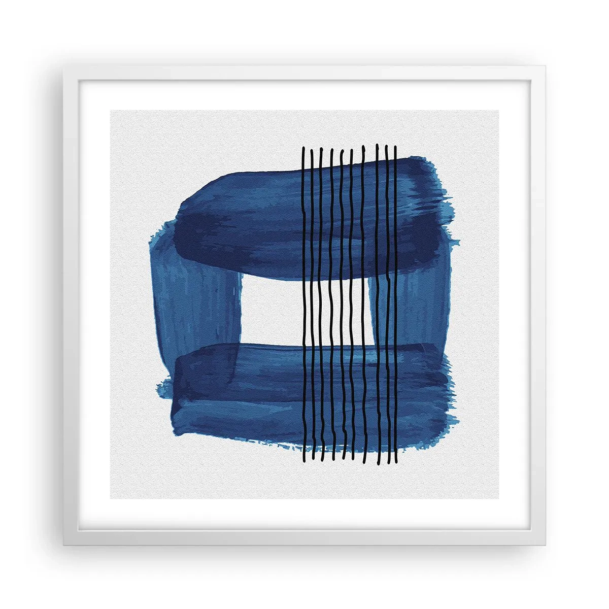 Poster in einem weißen Rahmen - Blaue und schwarze Komposition - 50x50 cm