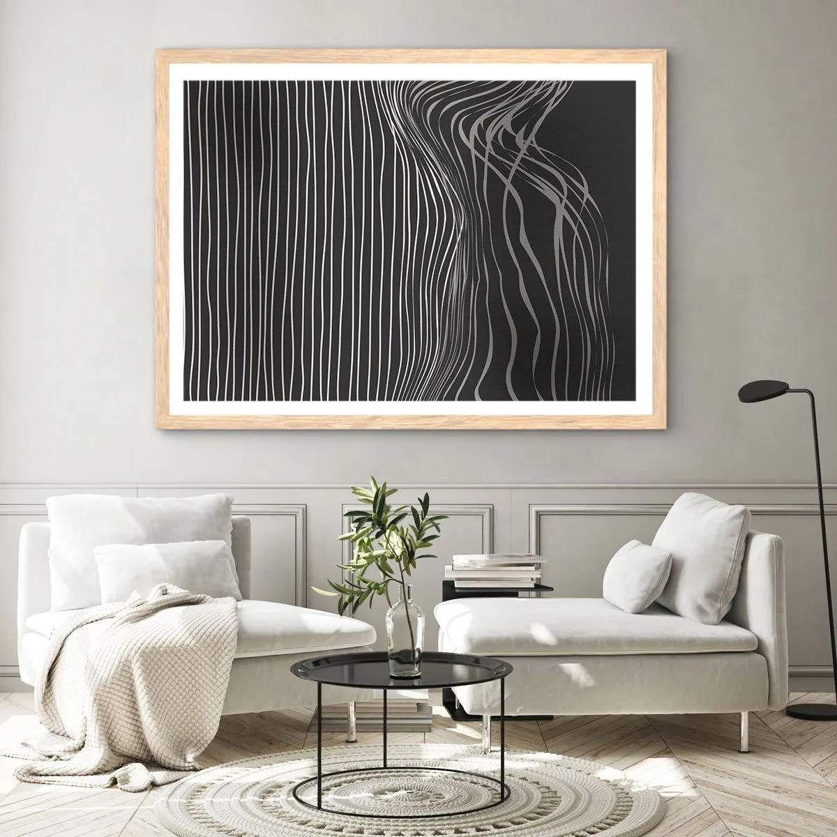 Poster in einem Rahmen aus heller Eiche - Rhythmus und Akzent - 70x50 cm