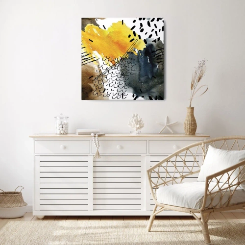 Wanduhr - Glasuhr - Ein Treffen der Elemente der Natur - 40x40 cm