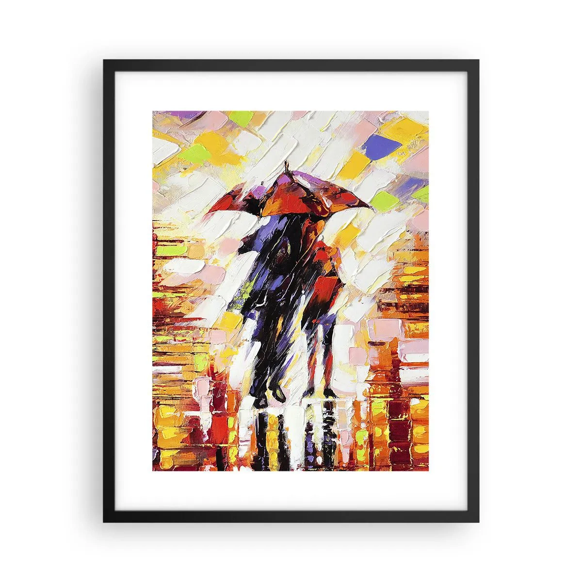 Poster in einem schwarzem Rahmen - Gemeinsam durch die Nacht und den Regen - 40x50 cm