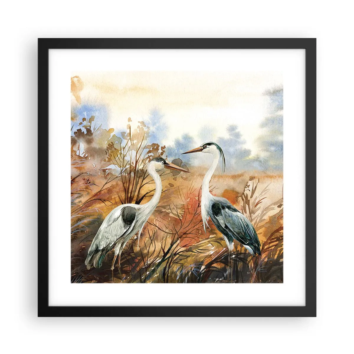 Poster in einem schwarzem Rahmen - Wohin im Herbst? - 40x40 cm