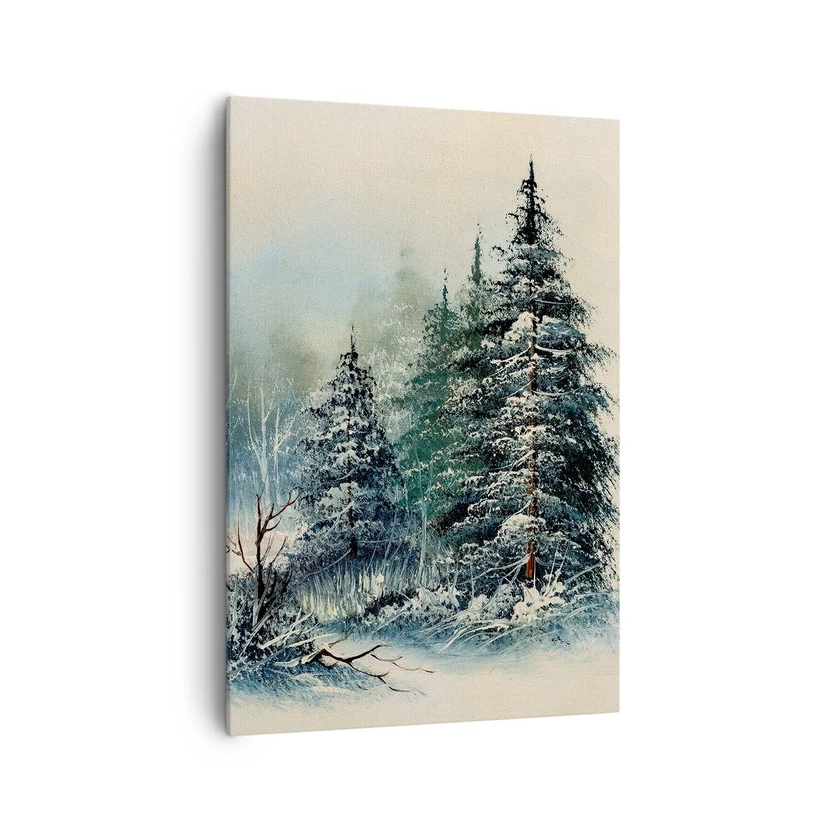 Bild auf Leinwand - Leinwandbild - Winterlandschaft mit schneebedeckten Bäumen - 70x100cm - Bereit für Weihnachten - Moderne Wanddekoration für Wohnzimmer und Schlafzimmer ARTTOR
