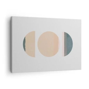 Bild auf Leinwand - Leinwandbild - Abstrakte geometrische Formen in Pastellfarben - 70x50cm - Ein Rad hinter dem anderen… - Moderne Wanddekoration für Wohnzimmer und Schlafzimmer ARTTOR