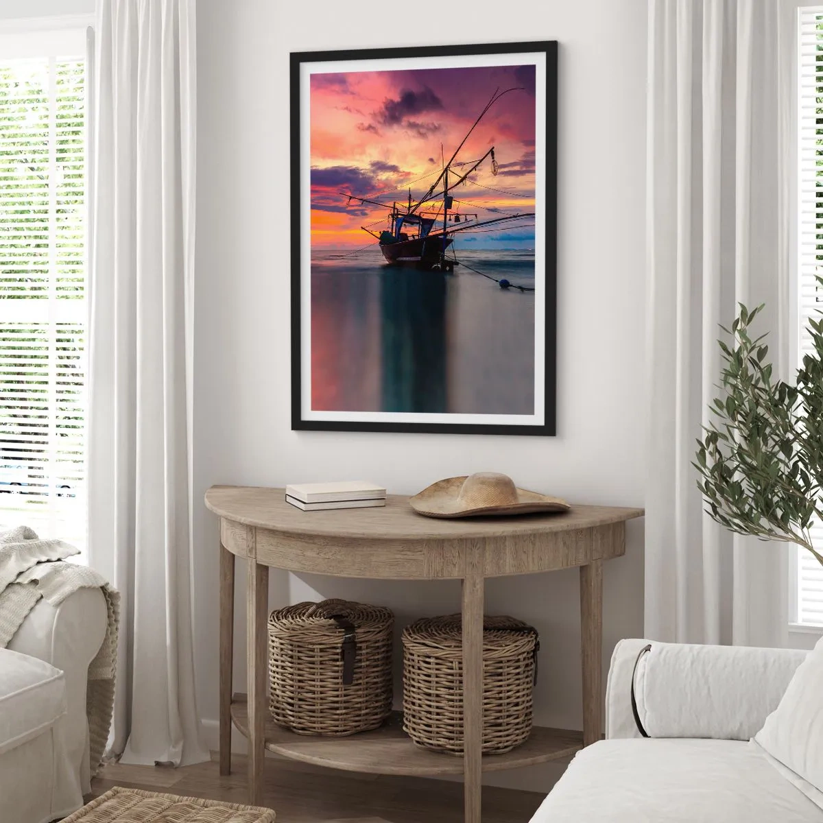 Poster in einem schwarzem Rahmen - Exotischer Abend - 70x100 cm