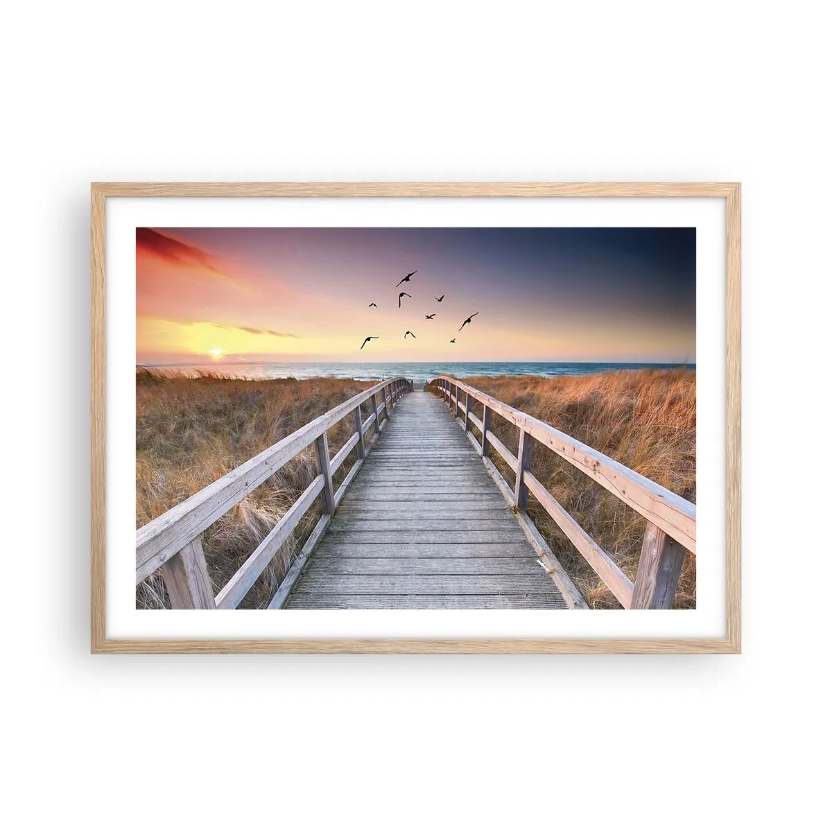 Poster in einem Rahmen aus heller Eiche - Der Raum für Auffliegen - 70x50 cm