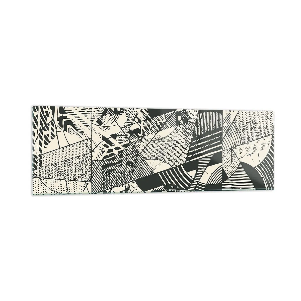 Glasbild - Bild auf glas - Geometrische abstrakte Muster in Grüntönen auf hellem Hintergrund - 160x50cm - Die Dynamik der Gegenwart - Moderne Wanddekoration für Wohnzimmer und Schlafzimmer ARTTOR