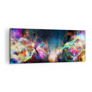 Bild auf Leinwand - Leinwandbild - Freudig gegen die Dunkelheit - 100x40 cm