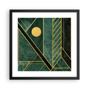 Poster in einem schwarzem Rahmen - Dynamik von Gold und Azurblau - 40x40 cm