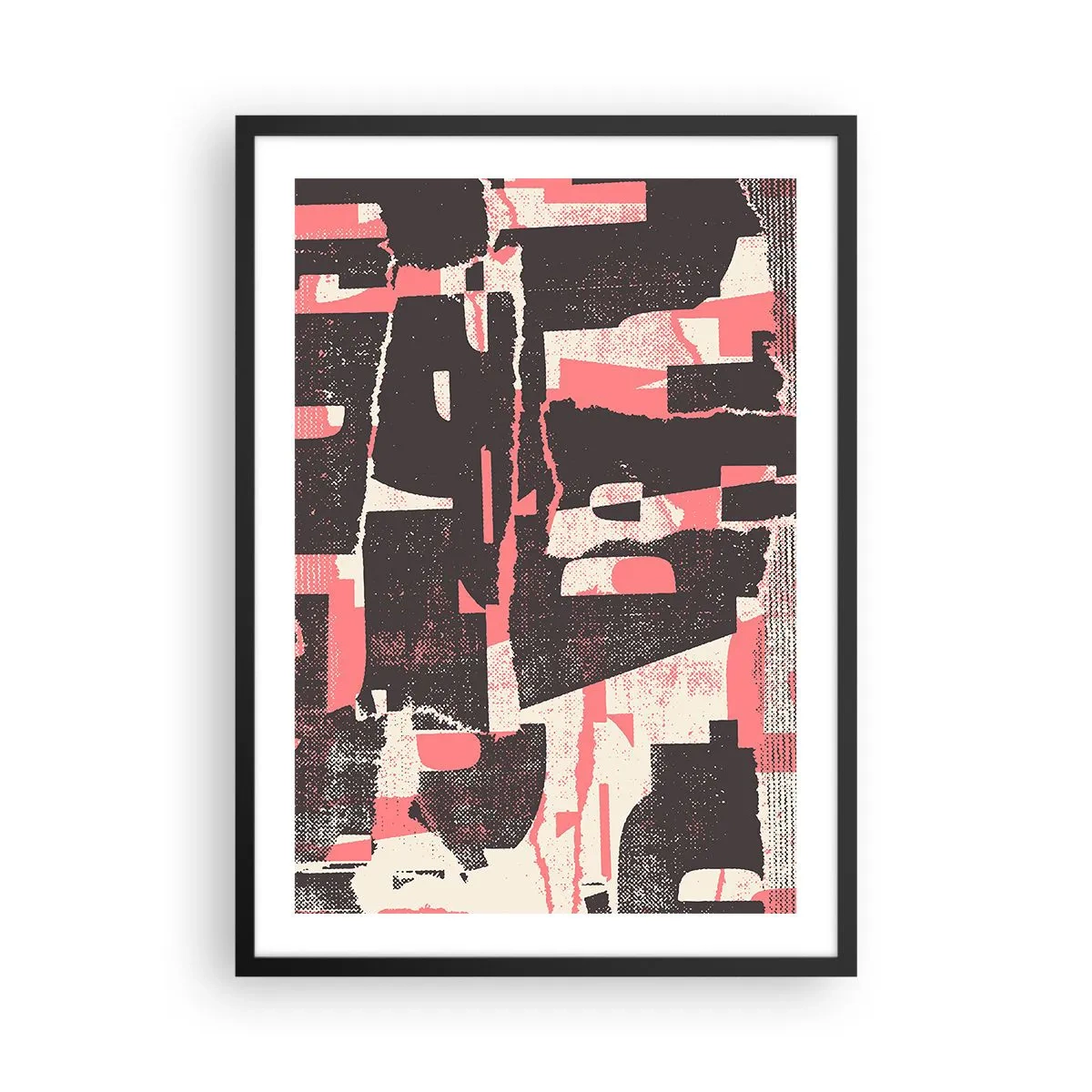 Poster in einem schwarzem Rahmen - Dynamische Abstraktion in Rot- und Schwarztönen - 50x70cm - All dieser Lärm - Moderne Wanddekoration für Wohnzimmer und Schlafzimmer ARTTOR