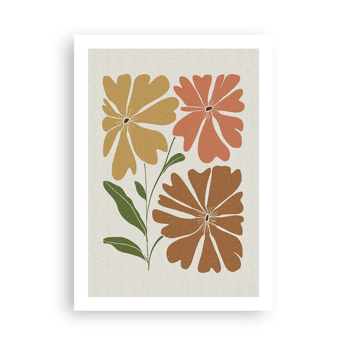 Poster - Minimalistische Blumen in warmen Farbtönen - 50x70cm - Natur und Geometrie - Moderne Wanddekoration für Wohnzimmer und Schlafzimmer ARTTOR