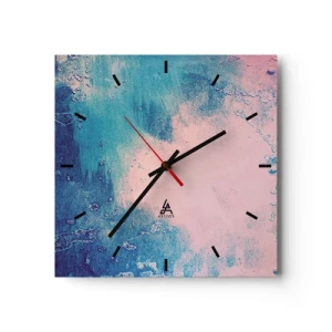 Wanduhr - Glasuhr - Abstrakte Textur in Rosa- und Blautönen - 30x30cm - Himmelsblaue Umarmungen - Moderne Wanddekoration für Wohnzimmer und Schlafzimmer ARTTOR