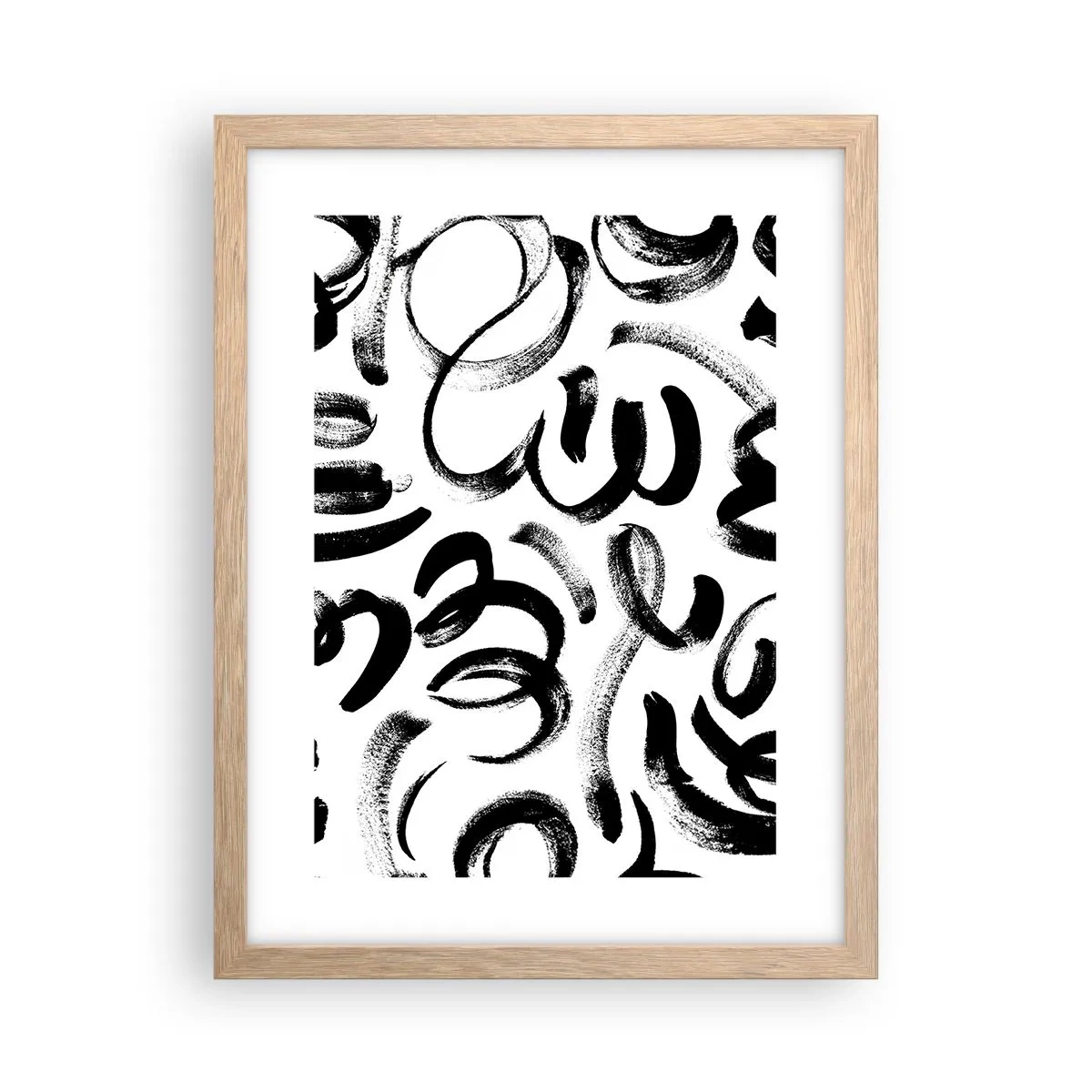 Poster in einem Rahmen aus heller Eiche - Schwarz auf Weiß - 30x40 cm